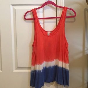 NEVER WORN w/ TAG Coral, white and blue dye top